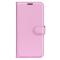 iPhone 15 Plus Fodral Litchi Textur Ljus Rosa