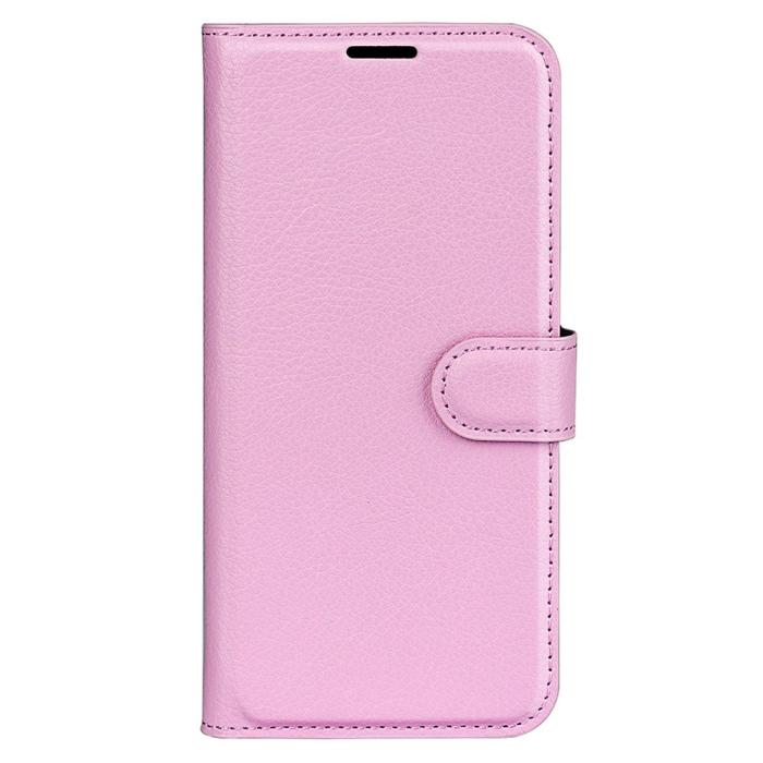 Bild 5, iPhone 15 Plus Fodral Litchi Textur Ljus Rosa