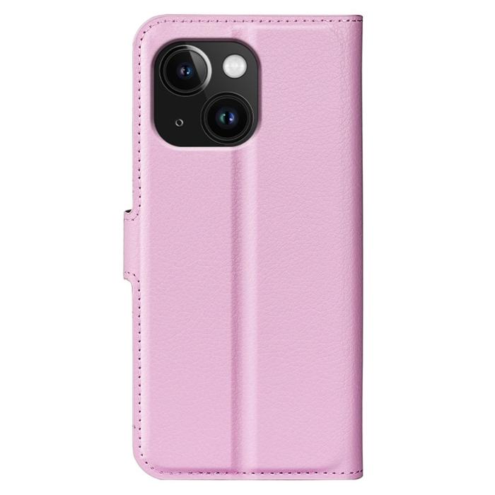 Bild 6, iPhone 15 Plus Fodral Litchi Textur Ljus Rosa