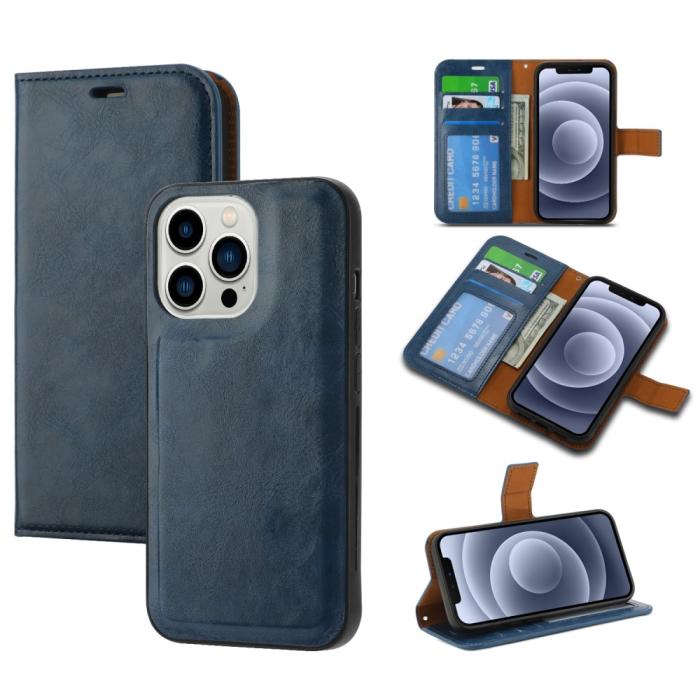 Bild 1, iPhone 15 Plus 2in1 Magnet Fodral Crazy Horse Blå