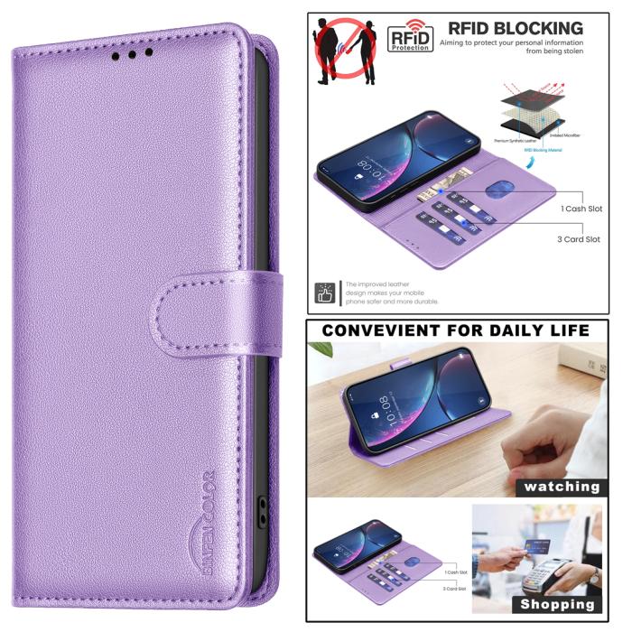 Bild 4, BINFEN Samsung Galaxy S26 Fodral RFID Läder Lila