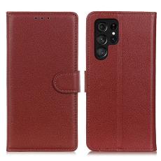 Samsung Galaxy S26 Ultra Fodral Litchi L&auml;der Brun