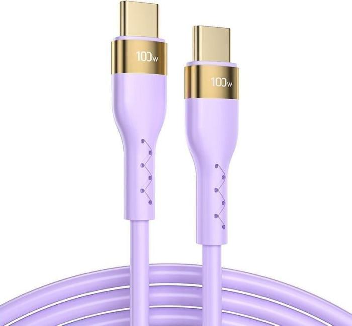 Bild 1, Joyroom 2m 100W PD USB-C / USB-C Liquid Silikon Kabel Lila