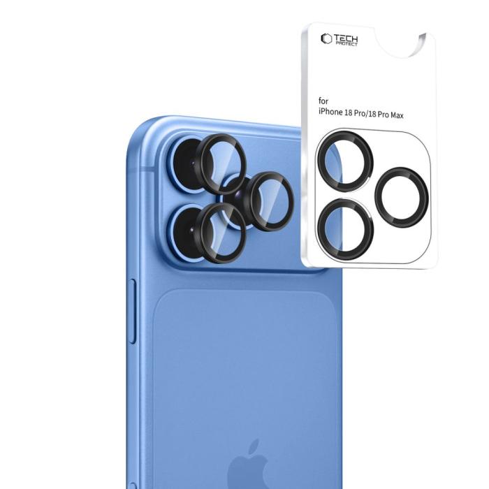 Bild 2, Tech-Protect iPhone 18 Pro / 18 Pro Max Linsskydd Svart