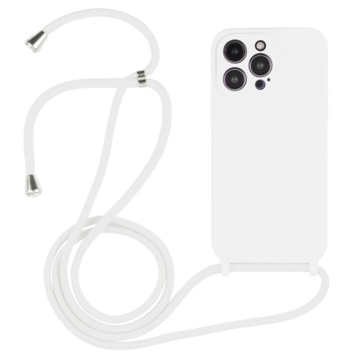 Bild 1, iPhone 15 Pro Skal Silikon Med Snodd Vit
