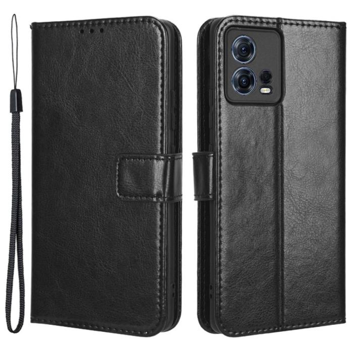 Bild 1, Motorola Edge 30 Fusion 5G Fodral Crazy Horse Läder Svart
