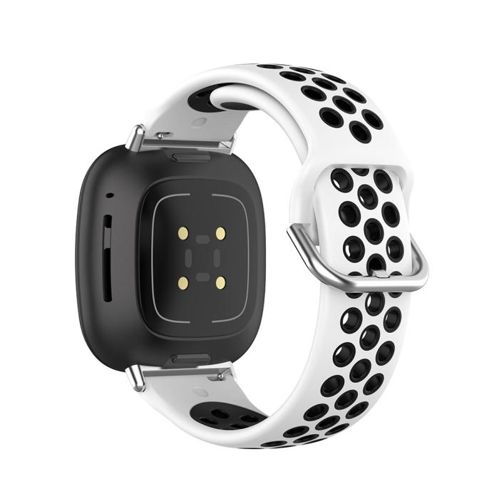 Bild 3, Silikon Träningsarmband Armband Versa 3/Fitbit Sense - Vit/Svart
