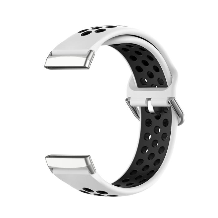Bild 4, Silikon Träningsarmband Armband Versa 3/Fitbit Sense - Vit/Svart