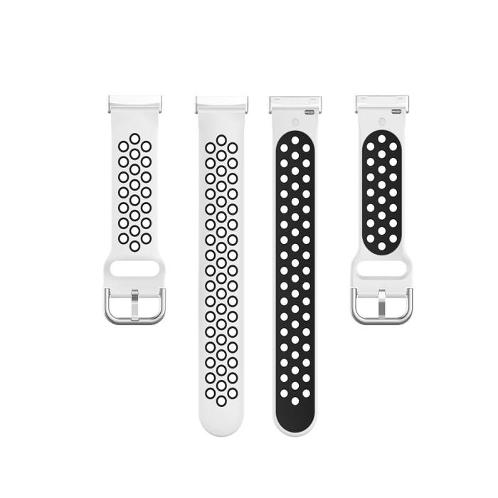 Bild 5, Silikon Träningsarmband Armband Versa 3/Fitbit Sense - Vit/Svart