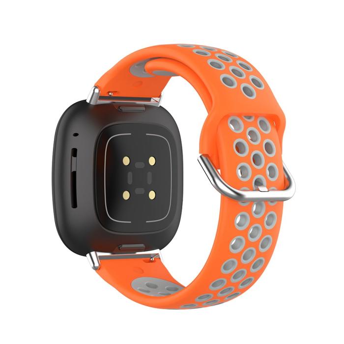 Bild 3, Silikon Träningsarmband Armband Versa 3/Fitbit Sense - Orange/Grå