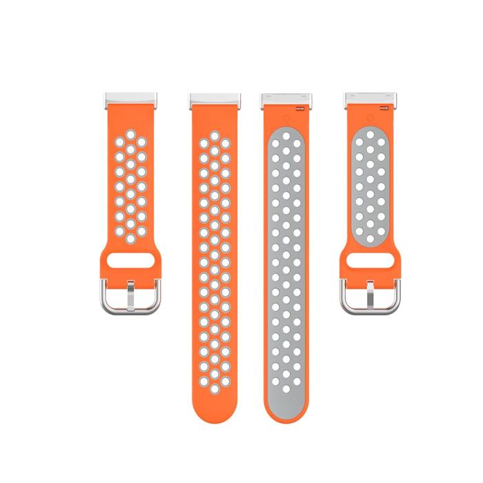 Bild 5, Silikon Träningsarmband Armband Versa 3/Fitbit Sense - Orange/Grå