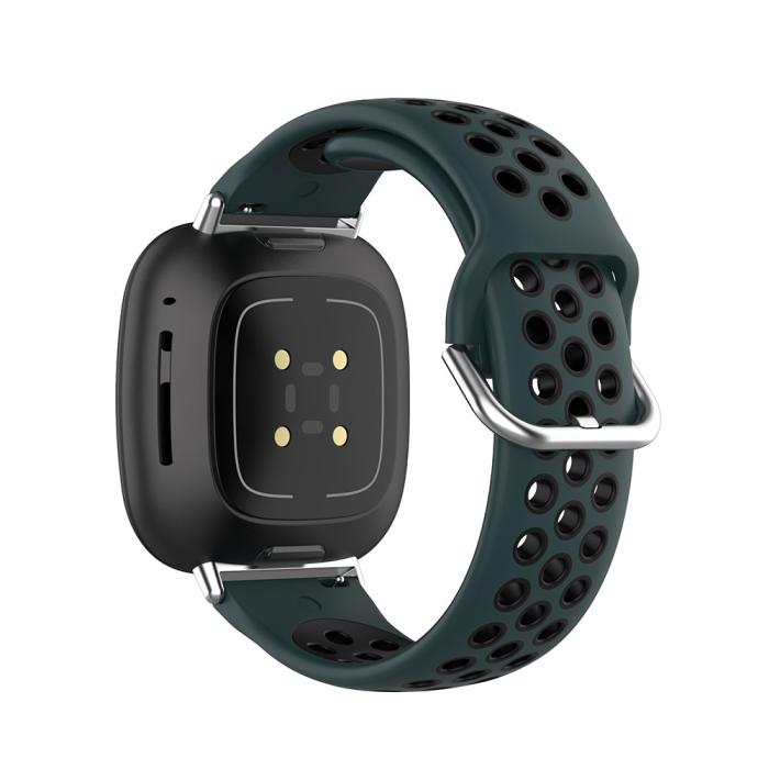 Bild 3, Silikon Träningsarmband Armband Versa 3/Fitbit Sense - Grön/Svart