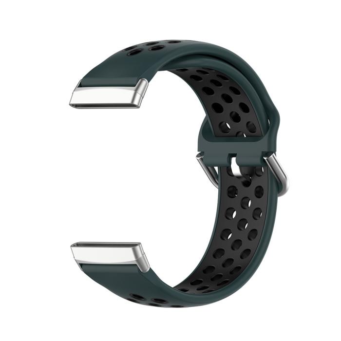 Bild 4, Silikon Träningsarmband Armband Versa 3/Fitbit Sense - Grön/Svart