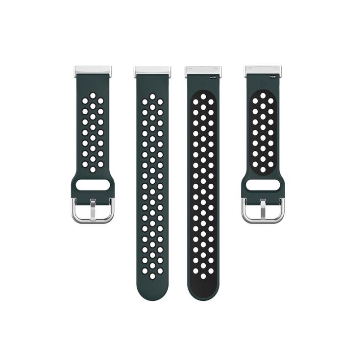 Bild 5, Silikon Träningsarmband Armband Versa 3/Fitbit Sense - Grön/Svart