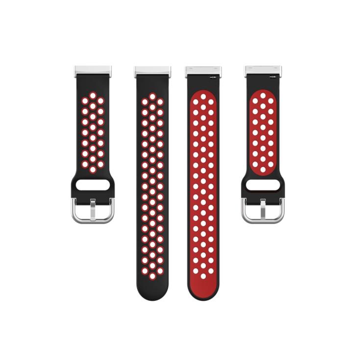 Bild 5, Silikon Träningsarmband Armband Versa 3/Fitbit Sense - Svart/Röd