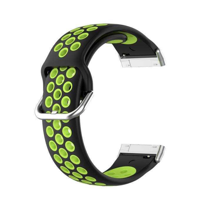 Bild 1, Silikon Träningsarmband Armband Versa 3/Fitbit Sense - Svart/Grön
