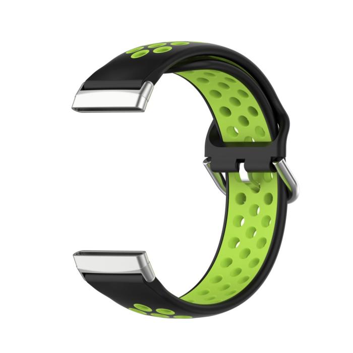 Bild 2, Silikon Träningsarmband Armband Versa 3/Fitbit Sense - Svart/Grön