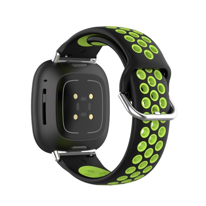 Bild 4, Silikon Träningsarmband Armband Versa 3/Fitbit Sense - Svart/Grön