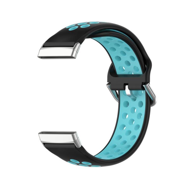 Bild 2, Silikon Träningsarmband Armband Versa 3/Fitbit Sense - Svart/Teal