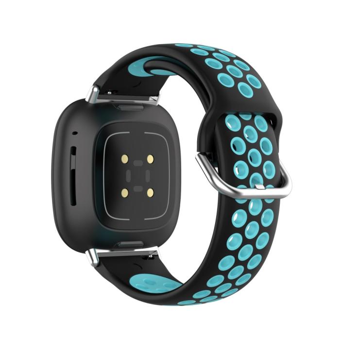 Bild 4, Silikon Träningsarmband Armband Versa 3/Fitbit Sense - Svart/Teal