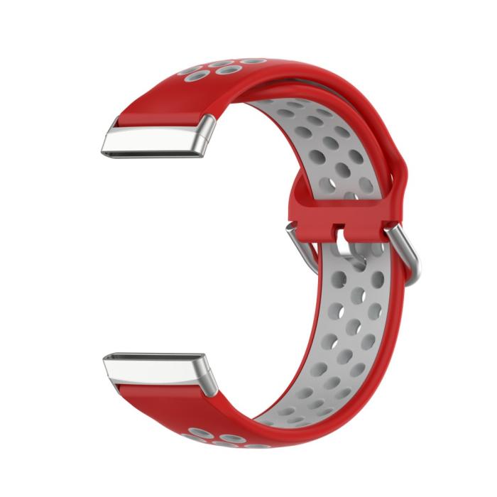 Bild 3, Silikon Träningsarmband Armband Versa 3/Fitbit Sense - Röd/Grå