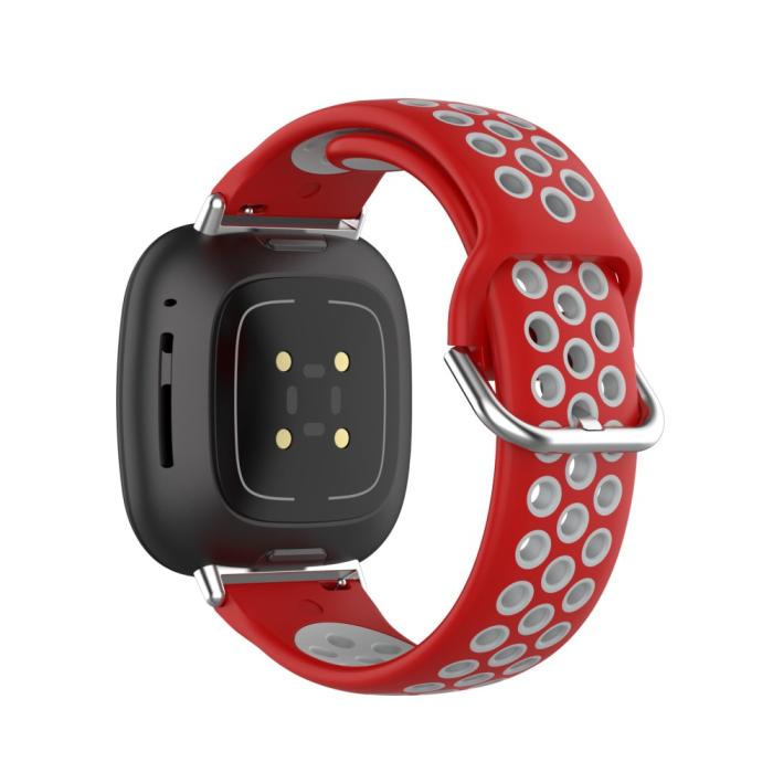 Bild 4, Silikon Träningsarmband Armband Versa 3/Fitbit Sense - Röd/Grå