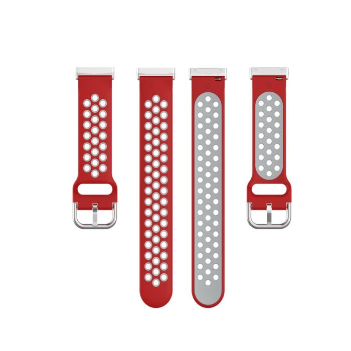Bild 5, Silikon Träningsarmband Armband Versa 3/Fitbit Sense - Röd/Grå
