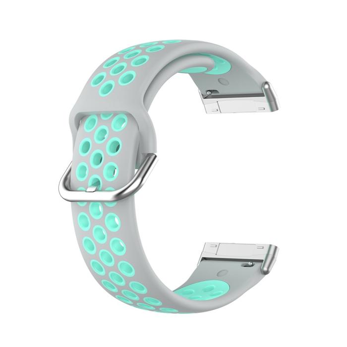 Bild 1, Silikon Träningsarmband Armband Versa 3/Fitbit Sense - Grå/Teal