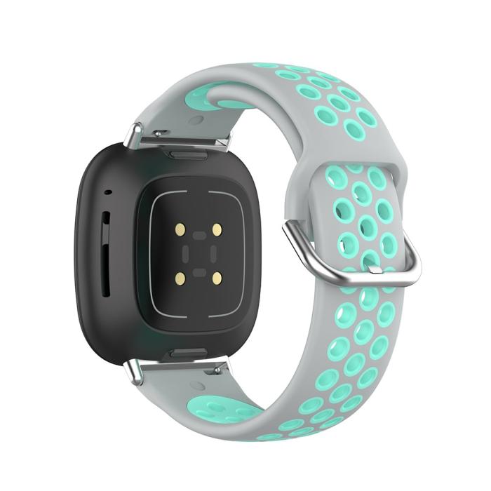 Bild 3, Silikon Träningsarmband Armband Versa 3/Fitbit Sense - Grå/Teal
