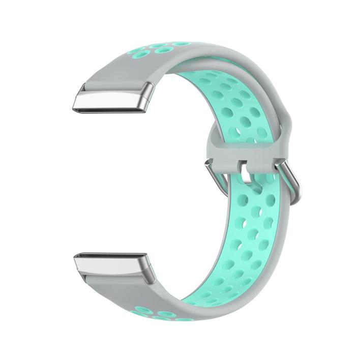 Bild 4, Silikon Träningsarmband Armband Versa 3/Fitbit Sense - Grå/Teal