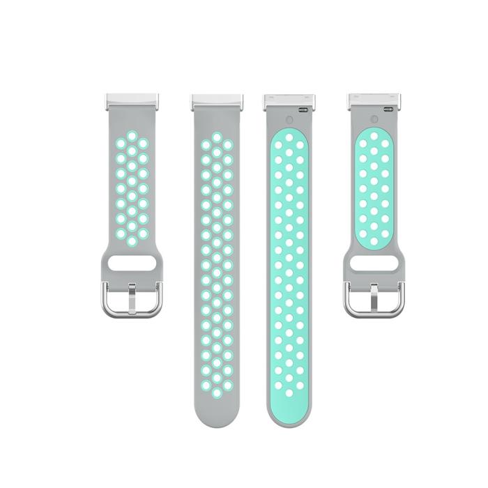Bild 5, Silikon Träningsarmband Armband Versa 3/Fitbit Sense - Grå/Teal