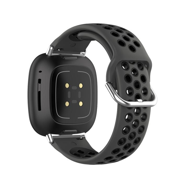 Bild 3, Silikon Träningsarmband Armband Versa 3/Fitbit Sense - Svart