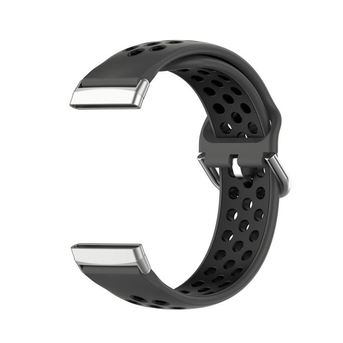 Bild 4, Silikon Träningsarmband Armband Versa 3/Fitbit Sense - Svart