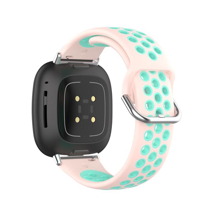 Bild 3, Silikon Träningsarmband Armband Versa 3/Fitbit Sense - Ljus Rosa/Teal