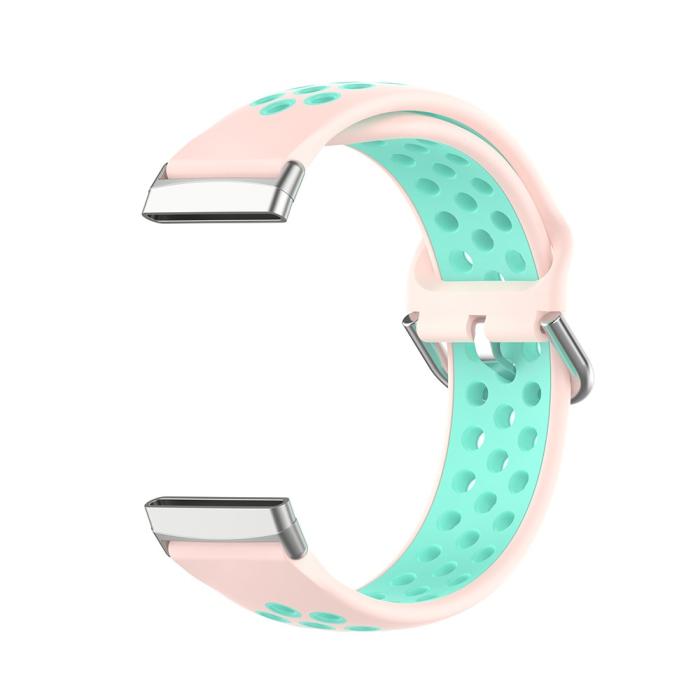 Bild 4, Silikon Träningsarmband Armband Versa 3/Fitbit Sense - Ljus Rosa/Teal