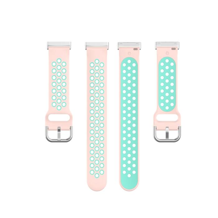 Bild 5, Silikon Träningsarmband Armband Versa 3/Fitbit Sense - Ljus Rosa/Teal