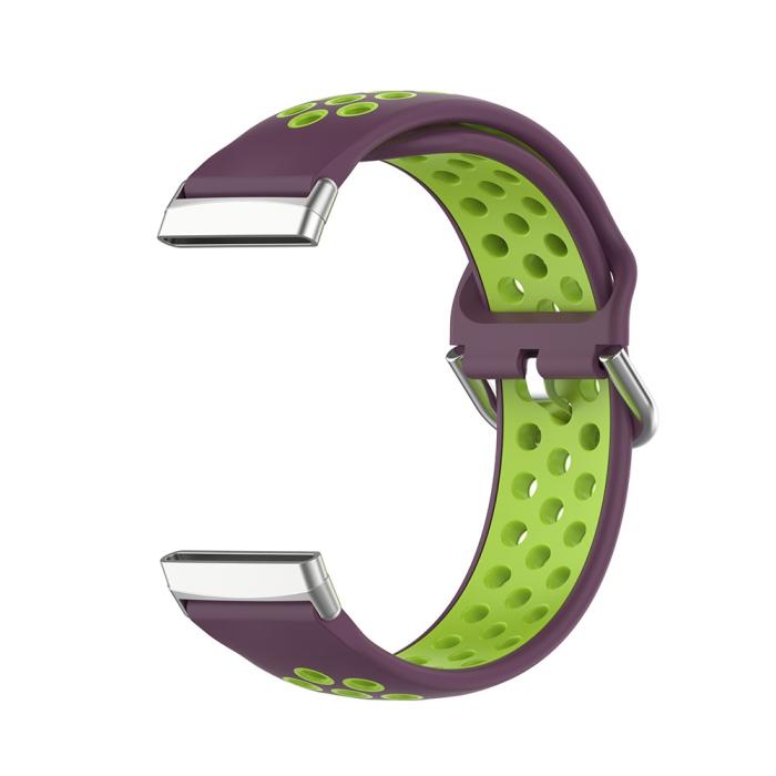 Bild 4, Silikon Träningsarmband Armband Versa 3/Fitbit Sense - Lila/Grön
