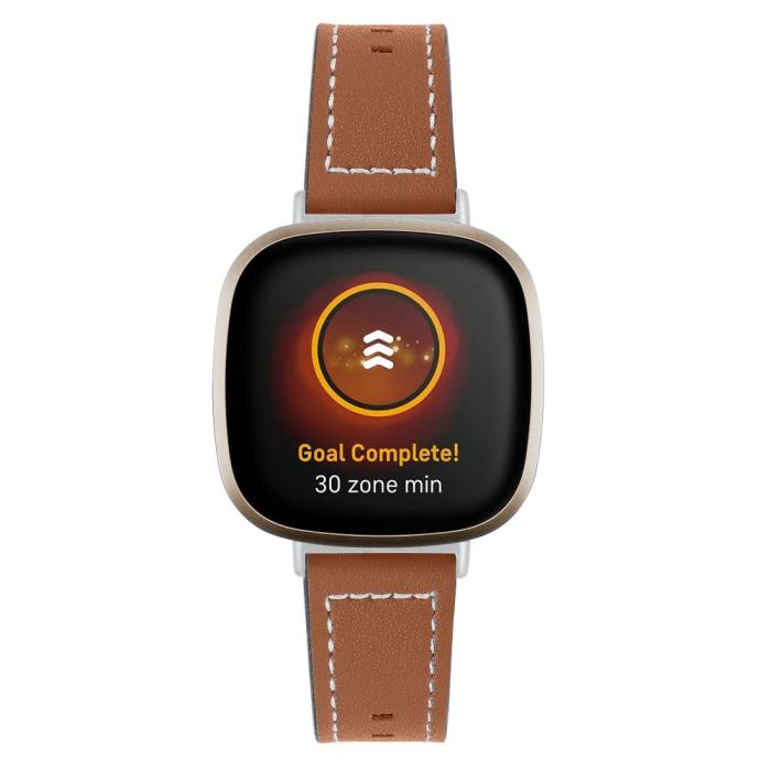 Bild 2, Äkta Läder Armband Versa 3/Fitbit Sense - Brun