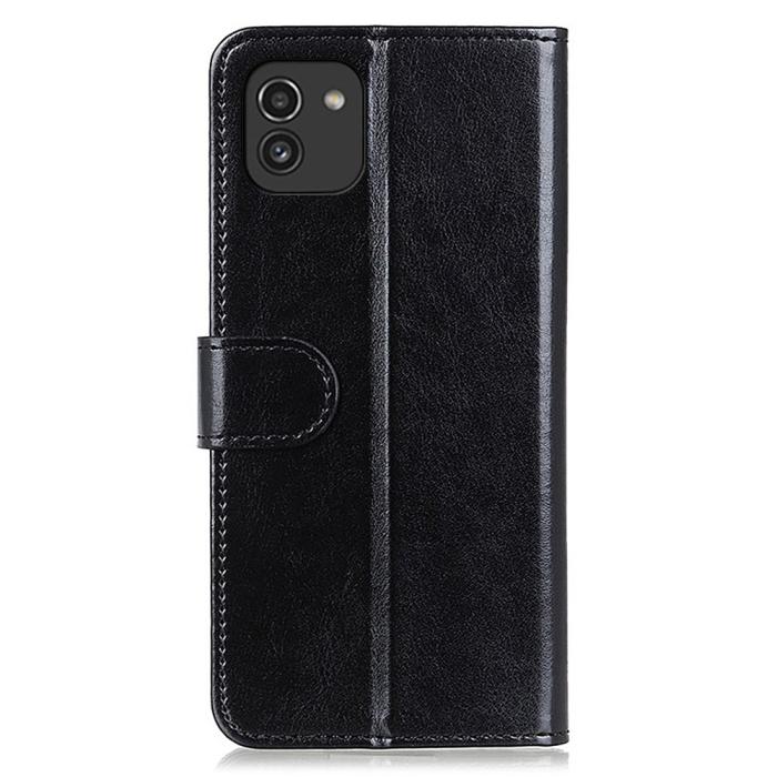Bild 3, Samsung Galaxy A03 Fodral Crazy Horse Svart