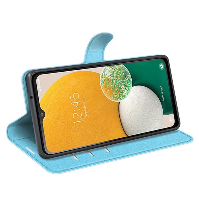 Bild 3, Samsung Galaxy A14 4G/5G Fodral Litchi Läder Ljus Blå