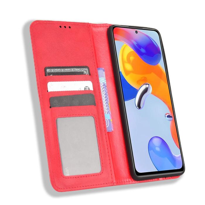 Bild 4, Xiaomi Redmi Note 11 Pro 5G Fodral Flip Vintage Röd