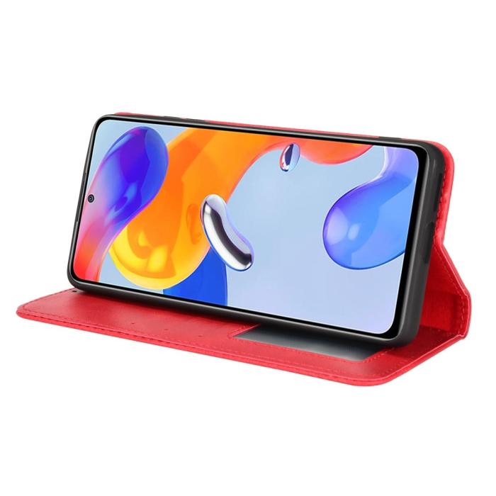 Bild 5, Xiaomi Redmi Note 11 Pro 5G Fodral Flip Vintage Röd