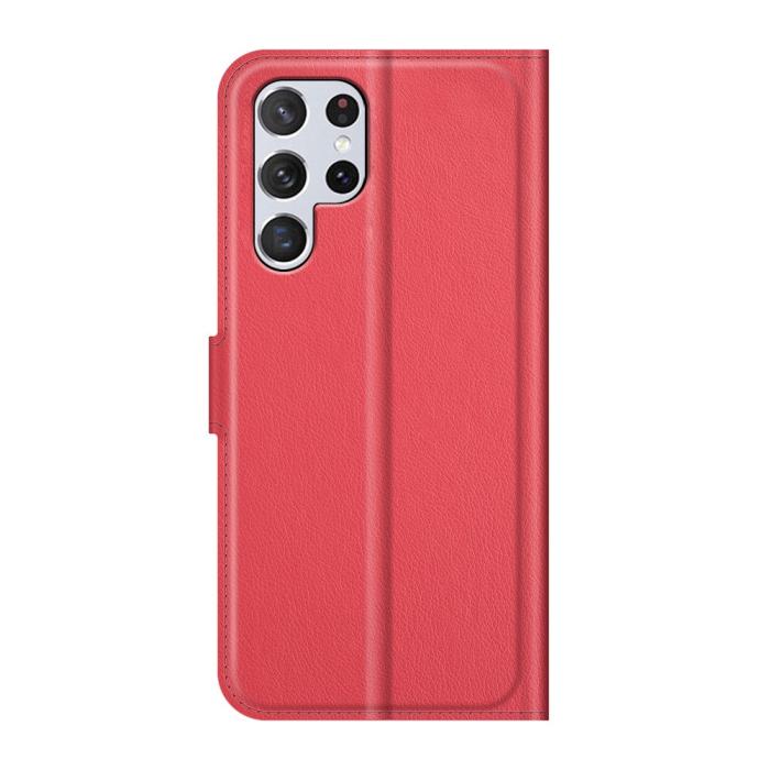 Bild 3, Samsung Galaxy S22 Ultra Fodral Litchi Läder Röd