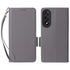 OnePlus Nord 5 5G Fodral Litchi L&auml;der Gr&aring;