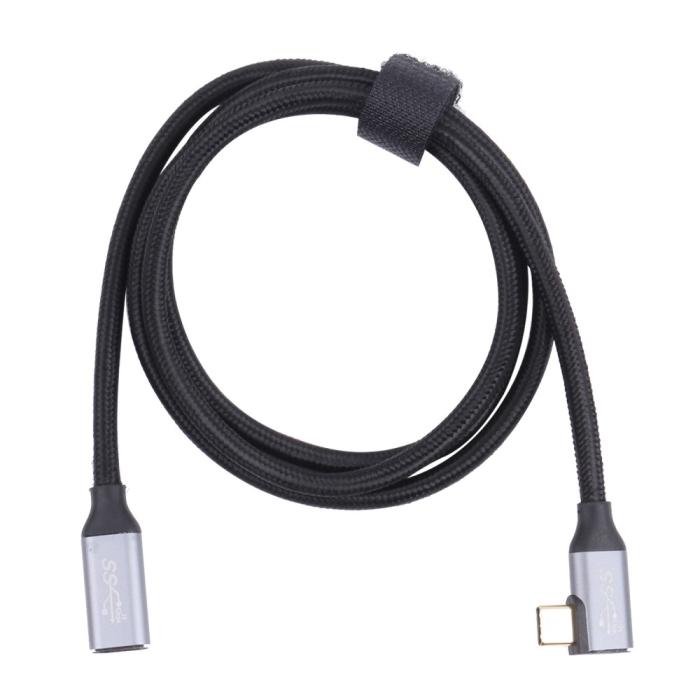 Bild 3, 1.5m USB-C Hane Elbow - USB-C Hona Adapter Kabel Svart