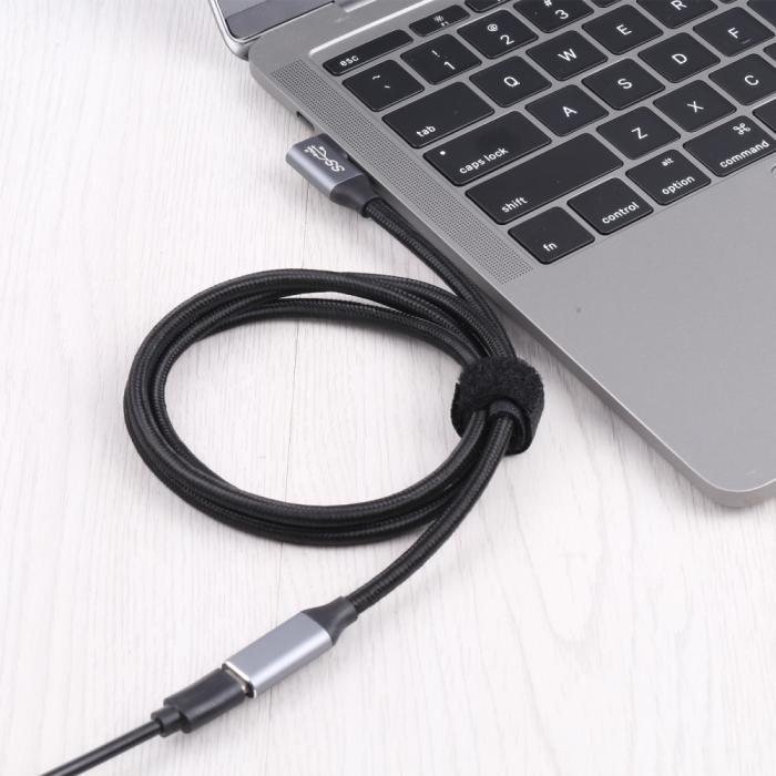 Bild 4, 1.5m USB-C Hane Elbow - USB-C Hona Adapter Kabel Svart