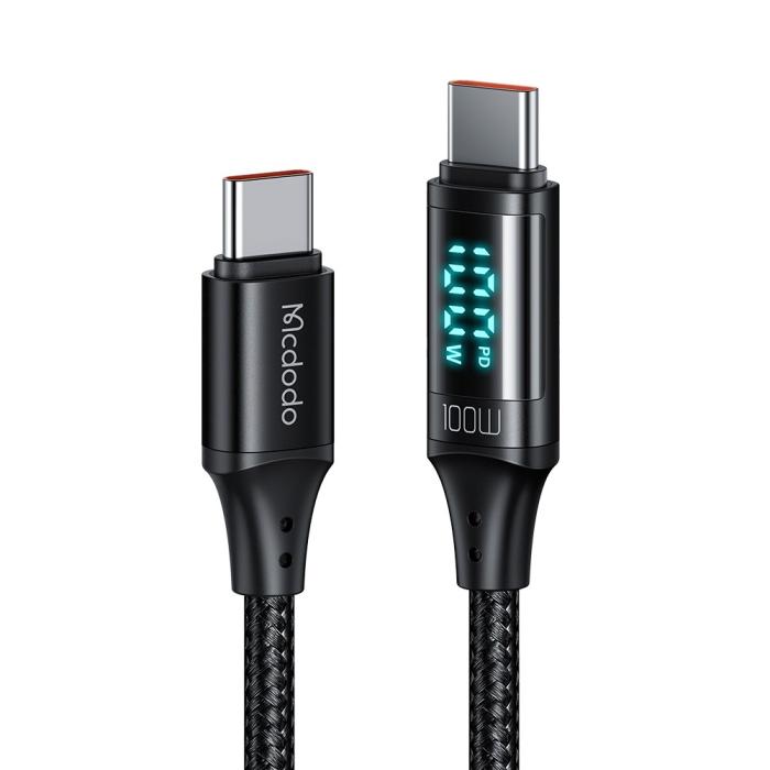 Bild 2, Mcdodo 1.2m 100W USB-C - USB-C LED Snabbladdning Svart