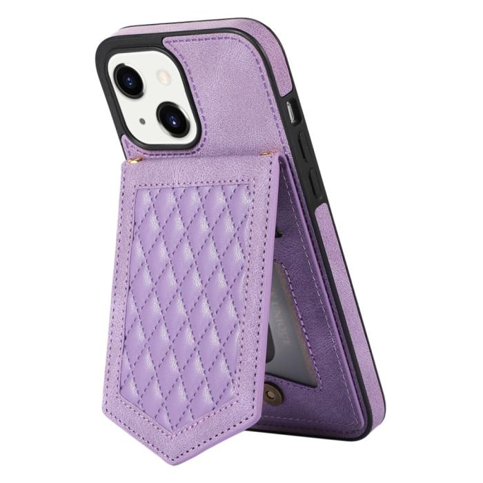 Bild 4, iPhone 15 Skal RFID Kortfack Med Snodd Lila