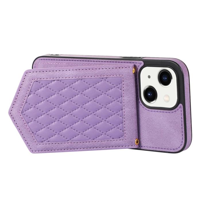 Bild 5, iPhone 15 Skal RFID Kortfack Med Snodd Lila
