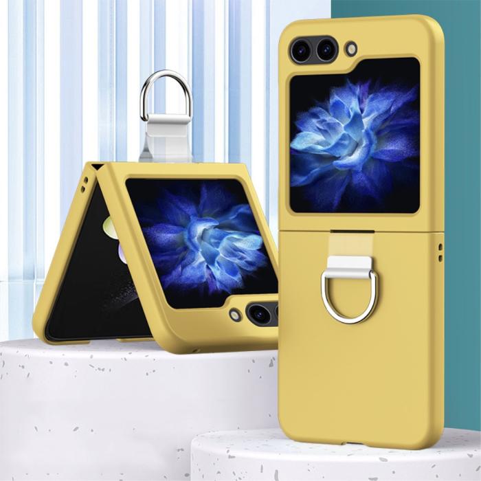 Bild 2, Galaxy Z Flip 6 / 7 FE Skal Skin Touch Ringhållare Gul
